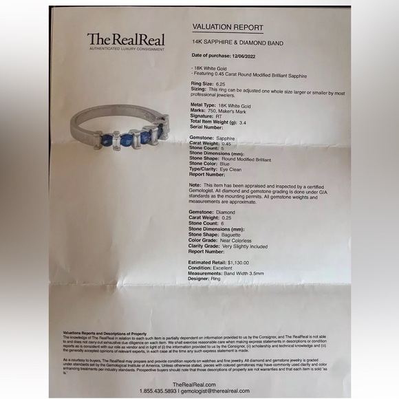 18K 750 Natural Sapphire 💙 & Emerald Cut Diamond 💎 Ring Set Appraisals $4720 - Picture 12 of 13